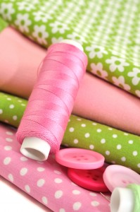 Pink and Green Fabric and Notions