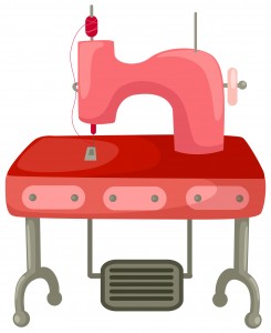 Pink Sewing Machine and Table Vector